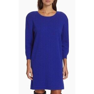 $648 FRAME Strong Shoulder CASHMERE Blend Blue Sweater Mini Dress Knit Women S
